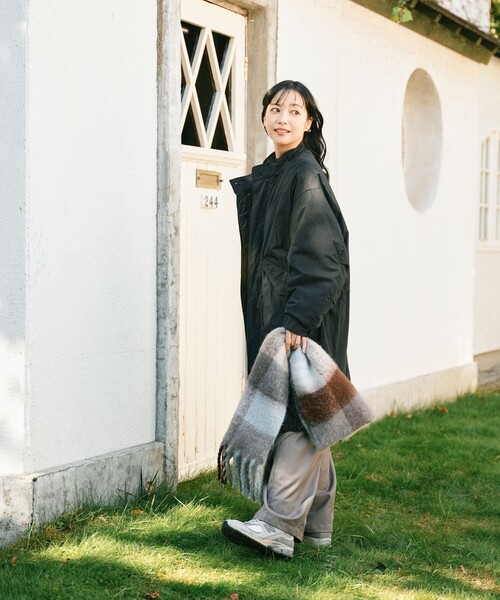 FREAK'S STORE(フリークスストア)の「ボリューム チェック フリンジマフラー(マフラー・レディース・イエロー/ブラウン/ピンク/サックスブルー・ONE SIZE)」の15枚目の写真