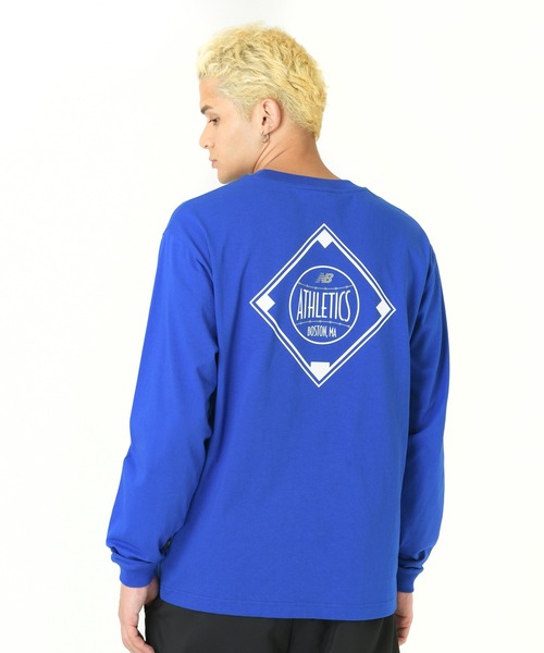 NEW BALANCE（ニューバランス）の「ダイアモンドアスレチックス　ロングスリーブTシャツ（Tシャツ/カットソー・メンズ・ホワイト/ブルー・SMALL/MEDIUM/LARGE/X-LARGE/XX-LARGE）」の4枚目の写真