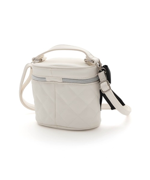 極美品】オフホワイト ミニパテントボックスバッグ 2way ショルダー 