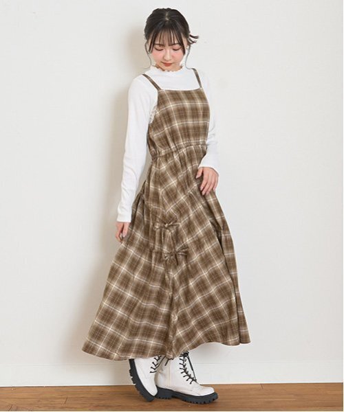 LOVETOXIC(ラブトキシック)の「【LTXC】チェックキャミジャンスカ(ジャンパースカート・キッズ・ブラック/ブラウン・S/M/L)」の3枚目の写真