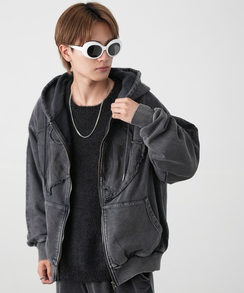 improves（インプローブス）の「グランジ加工 スウェット ジップアップ パーカー（パーカー・メンズ・ブラック/ホワイト・LARGE/MEDIUM）」の9枚目の写真