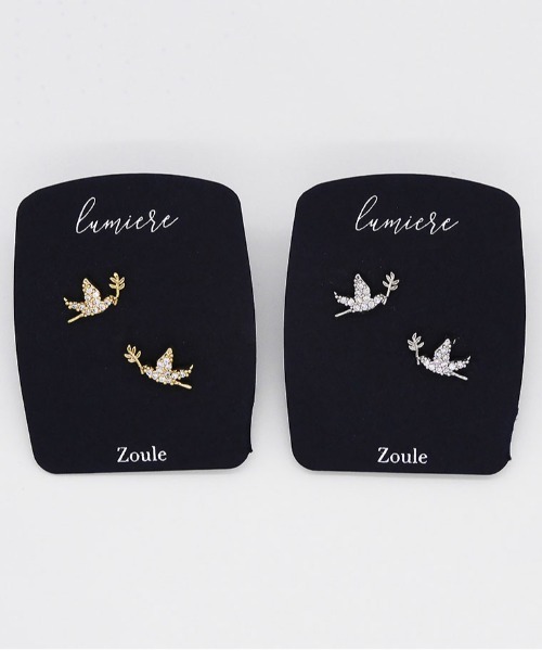 Zoule ゾーラ：ネイビーシリーズ happy bird 幸せの鳥 ピアス