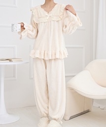 Lace Ladies（レースレディース）の「Vネック フリル リボン ふわもこ ルームウエア（ルームウェア/パジャマ・レディース）」