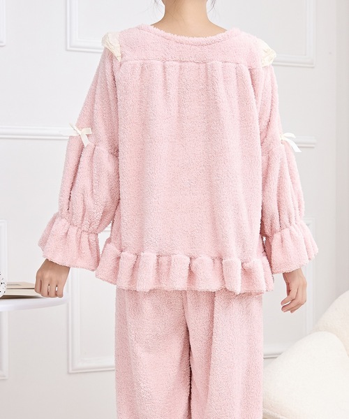 00s 希少 sugardoll リボンフリルピンクうさ耳ルームウェア ラパフェ 姫ロリ系(ラパフェ系)希少 うさ耳ピンクリボンバラレースフリル付