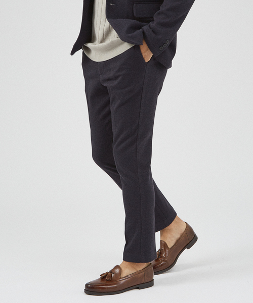 ABAHOUSE GRAY（アバハウスグレイ）の「【秋冬生地/セットアップ対応】ヘリンボーン柄 ニット スラックス パンツ（スラックス・メンズ・ネイビー/グレー/グレイッシュベージュ・48/50/44/46）」の3枚目の写真