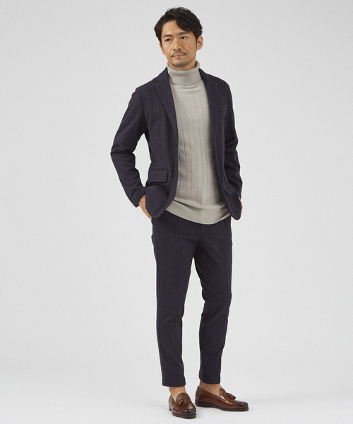 ABAHOUSE GRAY（アバハウスグレイ）の「【秋冬生地/セットアップ対応】ヘリンボーン柄 ニット スラックス パンツ（スラックス・メンズ・ネイビー/グレー/グレイッシュベージュ・48/50/44/46）」の19枚目の写真