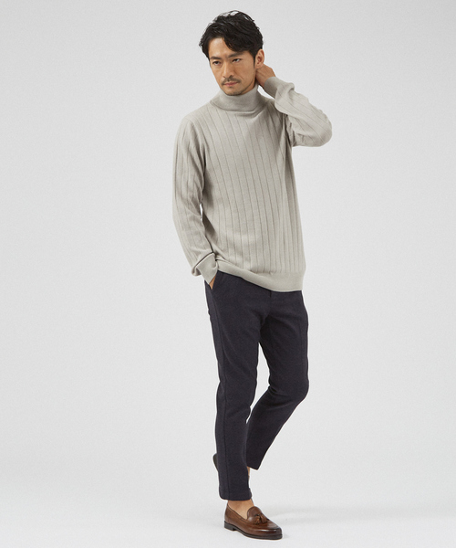 ABAHOUSE GRAY（アバハウスグレイ）の「【秋冬生地/セットアップ対応】ヘリンボーン柄 ニット スラックス パンツ（スラックス・メンズ・ネイビー/グレー/グレイッシュベージュ・48/50/44/46）」の18枚目の写真