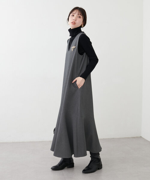 【mamamo】共ベルト付きジャンスカ（ワンピース）｜natural couture（ナチュラルクチュール）