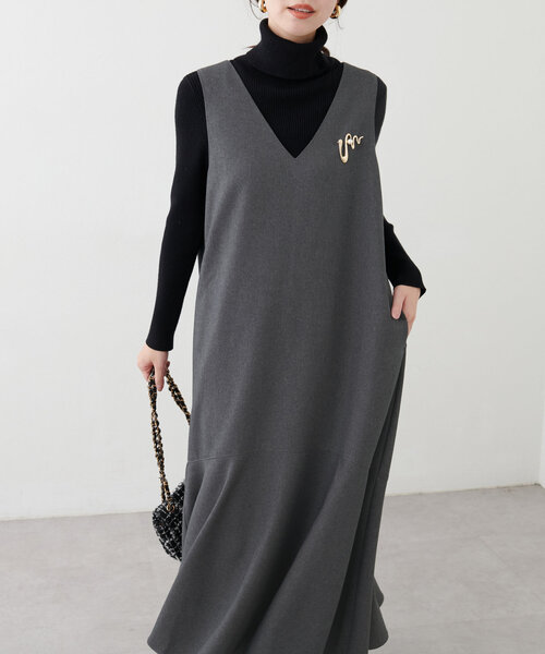 【mamamo】共ベルト付きジャンスカ（ワンピース）｜natural couture（ナチュラルクチュール）