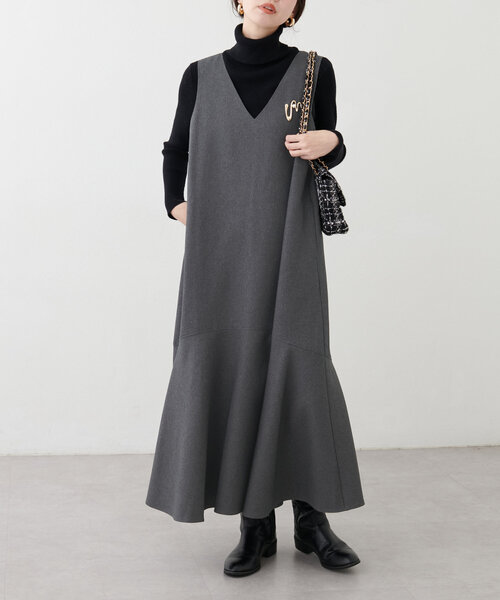 【mamamo】共ベルト付きジャンスカ（ワンピース）｜natural couture（ナチュラルクチュール）