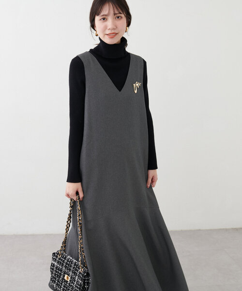 【mamamo】共ベルト付きジャンスカ（ワンピース）｜natural couture（ナチュラルクチュール）