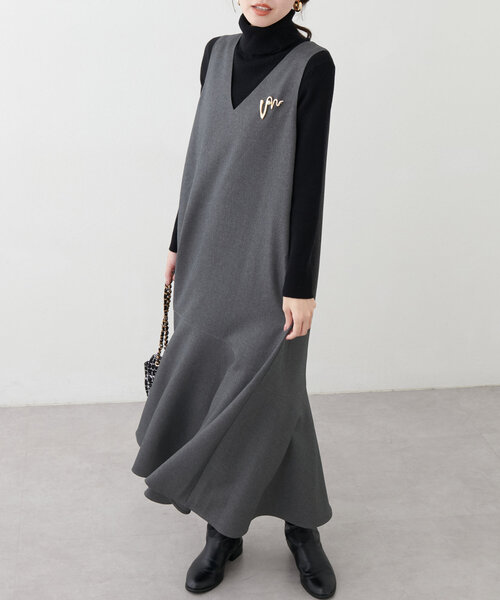 【mamamo】共ベルト付きジャンスカ（ワンピース）｜natural couture（ナチュラルクチュール）