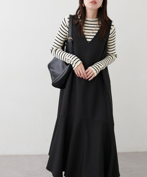 【mamamo】共ベルト付きジャンスカ（ワンピース）｜natural couture（ナチュラルクチュール）