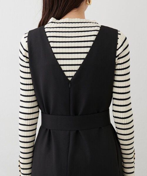 【mamamo】共ベルト付きジャンスカ（ワンピース）｜natural couture（ナチュラルクチュール）