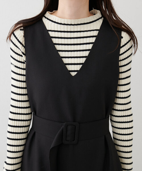 【mamamo】共ベルト付きジャンスカ（ワンピース）｜natural couture（ナチュラルクチュール）