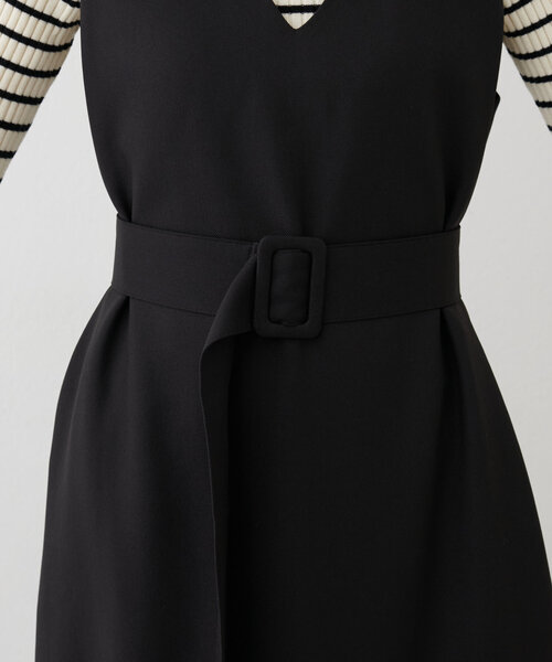 【mamamo】共ベルト付きジャンスカ（ワンピース）｜natural couture（ナチュラルクチュール）