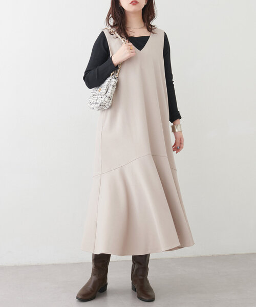 【mamamo】共ベルト付きジャンスカ（ワンピース）｜natural couture（ナチュラルクチュール）