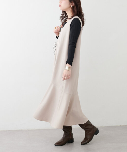 【mamamo】共ベルト付きジャンスカ（ワンピース）｜natural couture（ナチュラルクチュール）