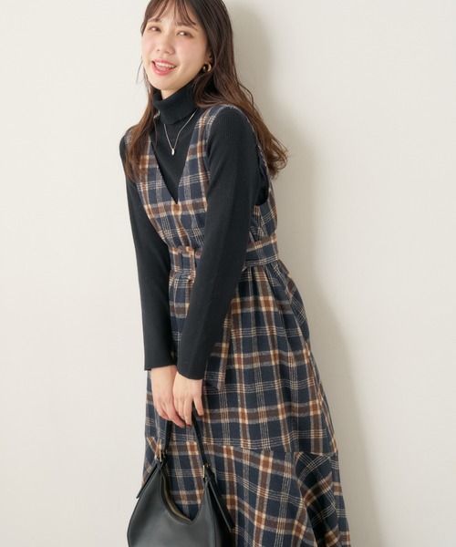 【mamamo】共ベルト付きジャンスカ（ワンピース）｜natural couture（ナチュラルクチュール）