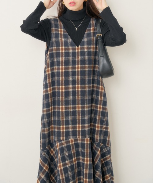 【mamamo】共ベルト付きジャンスカ（ワンピース）｜natural couture（ナチュラルクチュール）