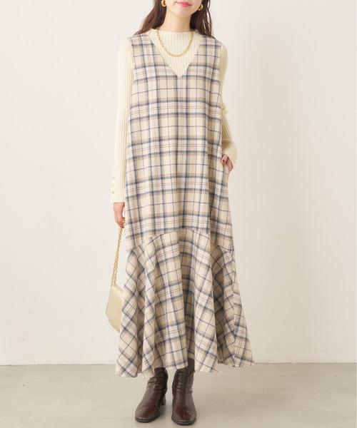 【mamamo】共ベルト付きジャンスカ（ワンピース）｜natural couture（ナチュラルクチュール）