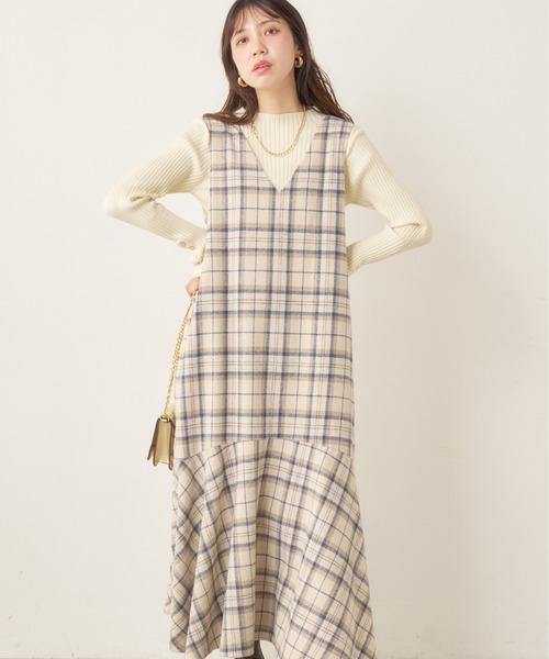 【mamamo】共ベルト付きジャンスカ（ワンピース）｜natural couture（ナチュラルクチュール）