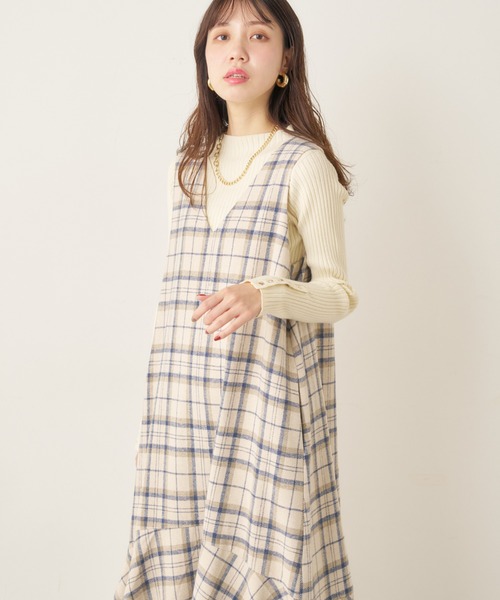 【mamamo】共ベルト付きジャンスカ（ワンピース）｜natural couture（ナチュラルクチュール）