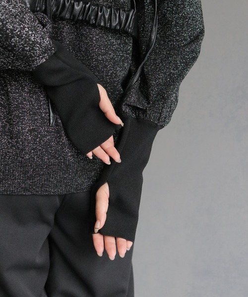 &g'aime(アンジェム)の「【&g'aime】ボリューム袖サムホールラメニットトップス VOLUME SLEEVE THUMBS HOLE GLITTER KNIT(ニット/セーター・レディース・ブラック/アイボリー/ブラウン・FREE)」の5枚目の写真