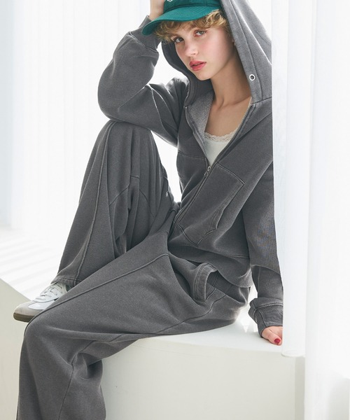 coca(coca)(コカ)の「ピグメント加工スウェットパンツ(スウェットパンツ・レディース・アイボリー/ブラック・L/M)」の5枚目の写真