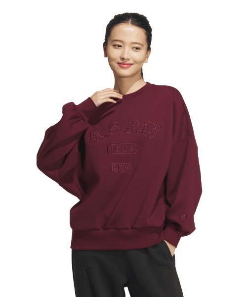 adidas（アディダス）の「アディダス adidas W CLG 裏起毛 クルースウェット（スウェット・レディース・ベージュ/バーガンディー/ブラック・S/M/L/XL）」の3枚目の写真