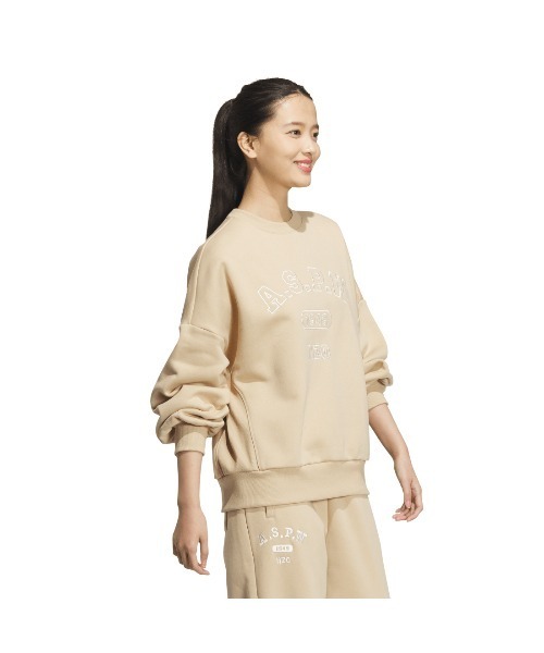 adidas（アディダス）の「アディダス adidas W CLG 裏起毛 クルースウェット（スウェット・レディース・ベージュ/バーガンディー/ブラック・S/M/L/XL）」の8枚目の写真