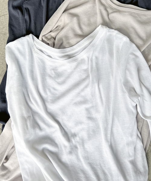 Spick & Span（スピックアンドスパン）の「《追加3》シアーボートネックプルオーバー（Tシャツ/カットソー・レディース・ライトグレー/ホワイト/チャコールグレー・FREE）」の6枚目の写真