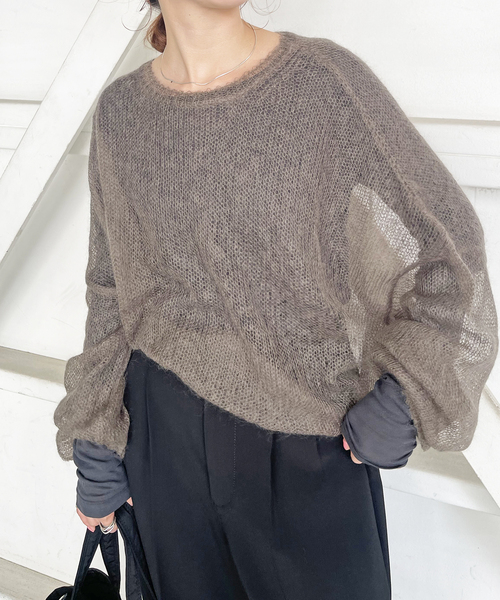 Spick & Span（スピックアンドスパン）の「《追加3》シアーボートネックプルオーバー（Tシャツ/カットソー・レディース・ライトグレー/ホワイト/チャコールグレー・FREE）」の10枚目の写真