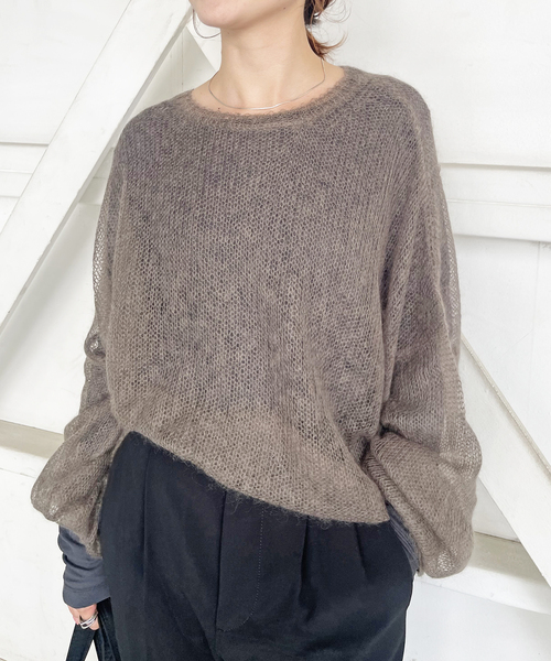Spick & Span（スピックアンドスパン）の「《追加3》シアーボートネックプルオーバー（Tシャツ/カットソー・レディース・ライトグレー/ホワイト/チャコールグレー・FREE）」の11枚目の写真