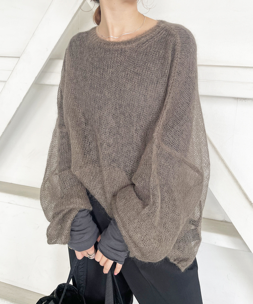 Spick & Span（スピックアンドスパン）の「《追加3》シアーボートネックプルオーバー（Tシャツ/カットソー・レディース・ライトグレー/ホワイト/チャコールグレー・FREE）」の12枚目の写真