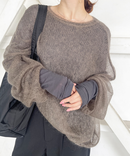 Spick & Span（スピックアンドスパン）の「《追加3》シアーボートネックプルオーバー（Tシャツ/カットソー・レディース・ライトグレー/ホワイト/チャコールグレー・FREE）」の13枚目の写真