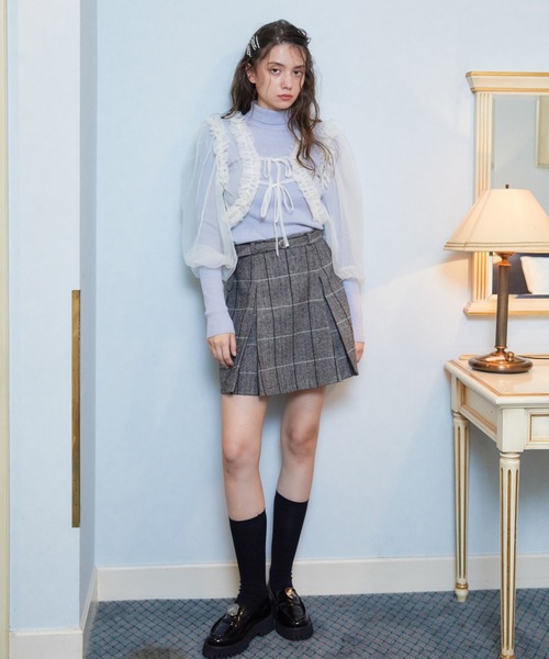 REDYAZEL（レディアゼル）の「チュールボレロニット＆プルオーバーセット（ニット/セーター・レディース・ピンク/ブルー/チャコールグレー・FREE）」の7枚目の写真