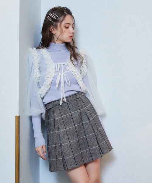 REDYAZEL（レディアゼル）の「チュールボレロニット＆プルオーバーセット（ニット/セーター・レディース・ピンク/ブルー/チャコールグレー・FREE）」の8枚目の写真