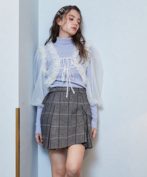 REDYAZEL（レディアゼル）の「チュールボレロニット＆プルオーバーセット（ニット/セーター・レディース・ピンク/ブルー/チャコールグレー・FREE）」の9枚目の写真