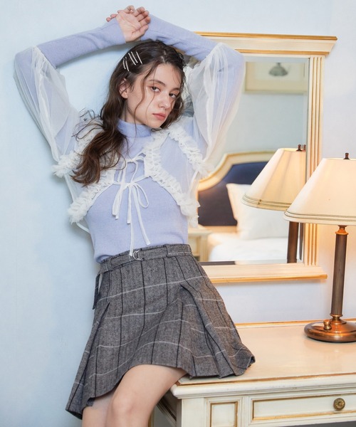 REDYAZEL（レディアゼル）の「チュールボレロニット＆プルオーバーセット（ニット/セーター・レディース・ピンク/ブルー/チャコールグレー・FREE）」の11枚目の写真