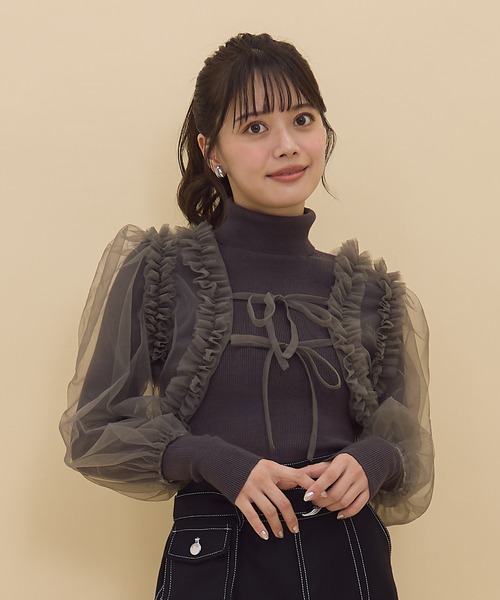 REDYAZEL（レディアゼル）の「チュールボレロニット＆プルオーバーセット（ニット/セーター・レディース・ピンク/ブルー/チャコールグレー・FREE）」の12枚目の写真