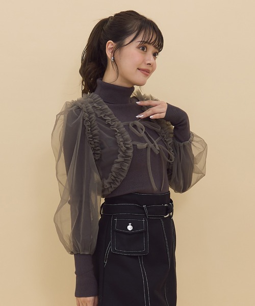 REDYAZEL（レディアゼル）の「チュールボレロニット＆プルオーバーセット（ニット/セーター・レディース・ピンク/ブルー/チャコールグレー・FREE）」の13枚目の写真