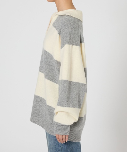 BARNYARDSTORM(バンヤードストーム)の「BARNYARDSTORM / ラガーニット 【YouTube「i.style closet」紹介アイテム】(ニット/セーター・レディース・ネイビー/オフホワイト/ブラウン/ホワイト・FREE)」の11枚目の写真