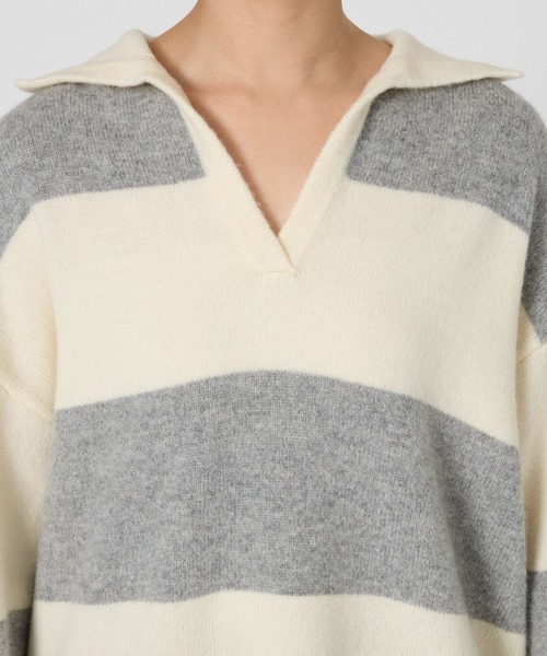 BARNYARDSTORM(バンヤードストーム)の「BARNYARDSTORM / ラガーニット 【YouTube「i.style closet」紹介アイテム】(ニット/セーター・レディース・ネイビー/オフホワイト/ブラウン/ホワイト・FREE)」の14枚目の写真