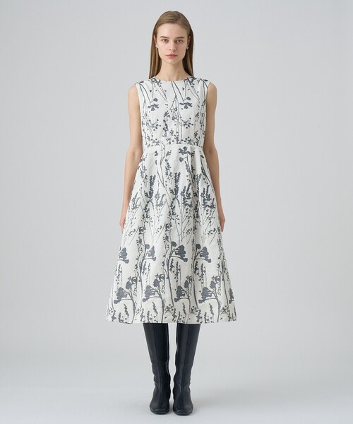 セール】シルエットフラワージャガードタック ワンピース（ワンピース