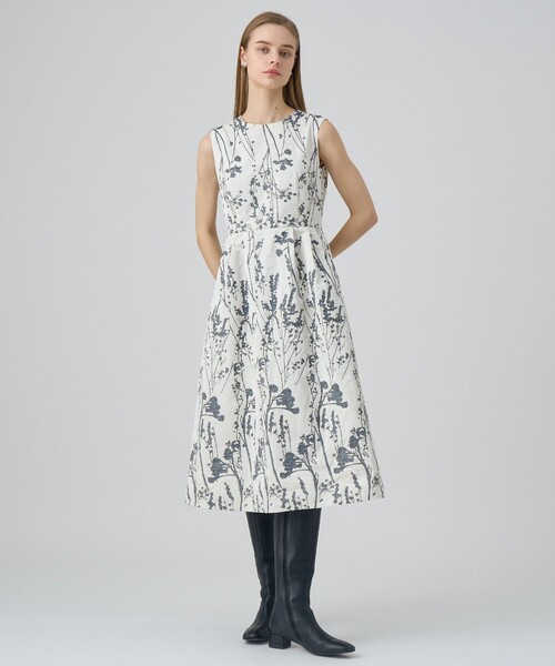 セール】シルエットフラワージャガードタック ワンピース（ワンピース