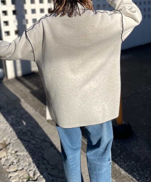 【セール】【2024新作！】ウラケ裏起毛 配色メロー オーバーサイズ ポロスウェット（スウェット）｜mi via loca（ミヴィアロカ）