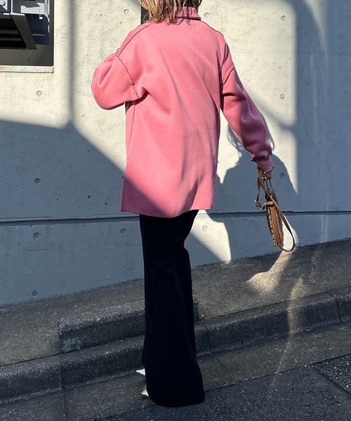 【セール】【2024新作！】ウラケ裏起毛 配色メロー オーバーサイズ ポロスウェット（スウェット）｜mi via loca（ミヴィアロカ）