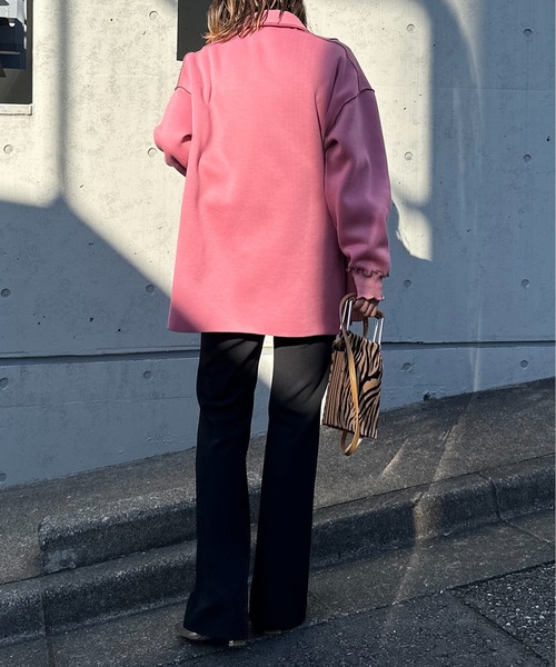 【セール】【2024新作！】ウラケ裏起毛 配色メロー オーバーサイズ ポロスウェット（スウェット）｜mi via loca（ミヴィアロカ）