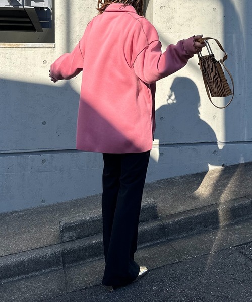 【セール】【2024新作！】ウラケ裏起毛 配色メロー オーバーサイズ ポロスウェット（スウェット）｜mi via loca（ミヴィアロカ）